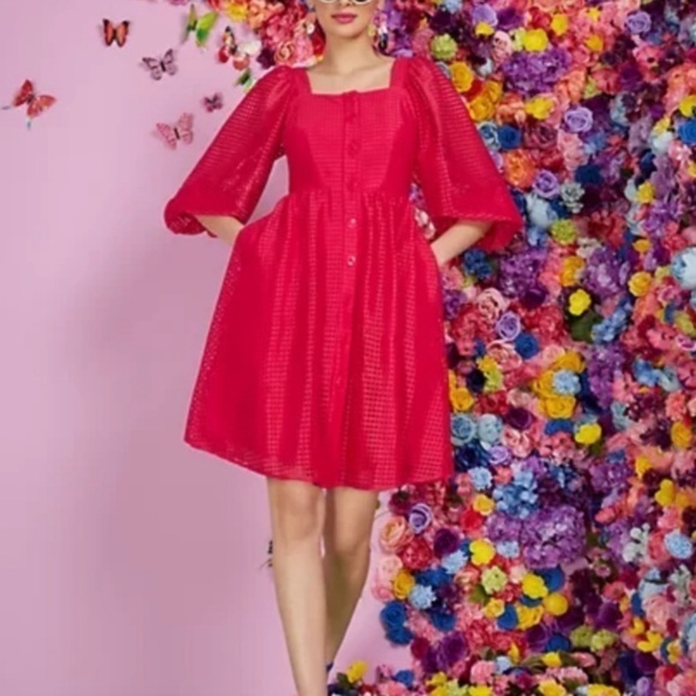 New York & Company Hot Pink Party Dress Large